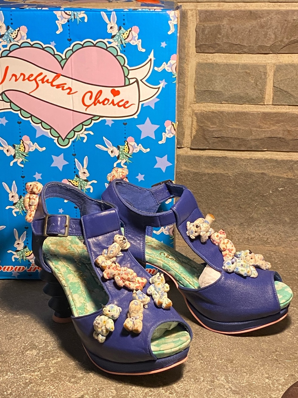 2010 Irregular Choice HOT SHOT TEDDIE platform peep toe,funky heel,Bears,w/box,8